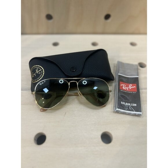 Ray-Ban P Classic Aviator Sunglasses Green Polarized Lens RB3689 9064/O9 58-14